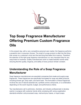 Top Soap Fragrance Manufacturer Offering Premium Custom Fragrance Oils
