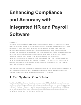Enhancing Compliance and Accuracy with Integrated HR and Payroll Software