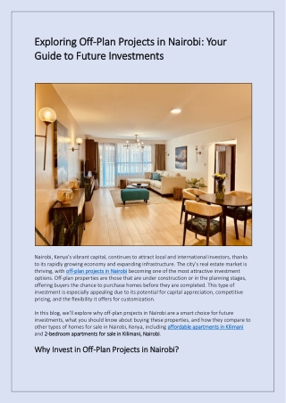 Exploring Off-Plan Projects in Nairobi Your Guide to Future Investments