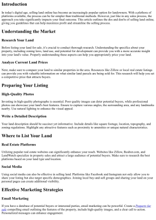 The Dos and Don'ts of Selling Land Online
