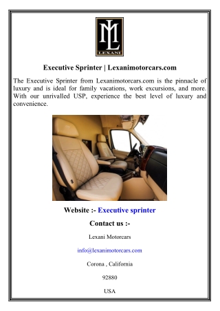 Executive Sprinter   Lexanimotorcars.com