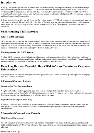 Unlocking Business Potential: How CRM Software Transforms Customer Relationships