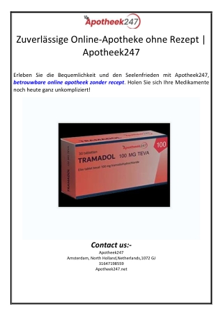 Zuverlässige Online-Apotheke ohne Rezept | Apotheek247