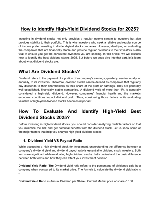 How to Identify High-Yield Dividend Stocks for 2025