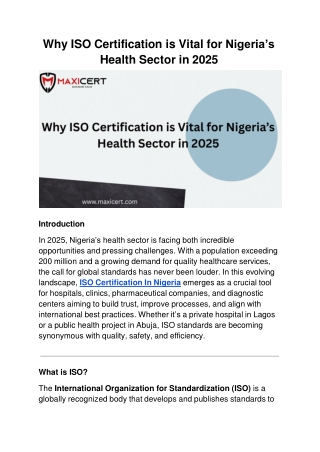 Why ISO Certification is Vital for Nigeria’s Health Sector in 2025