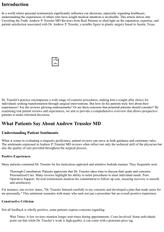 Unveiling the Truth: Andrew P. Trussler MD Reviews from Real Patients