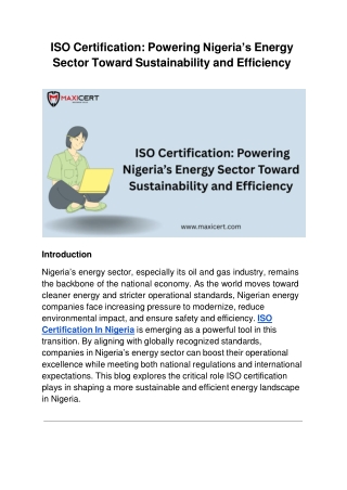 ISO Certification_ Powering Nigeria’s Energy Sector Toward Sustainability and Efficiency