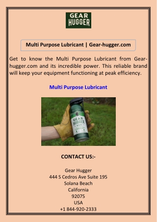 multi purpose lubricant gear hugger com