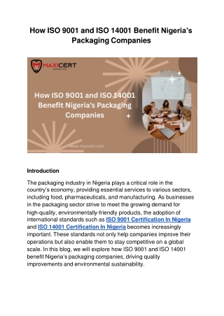 How ISO 9001 and ISO 14001 Benefit Nigeria’s Packaging Companies