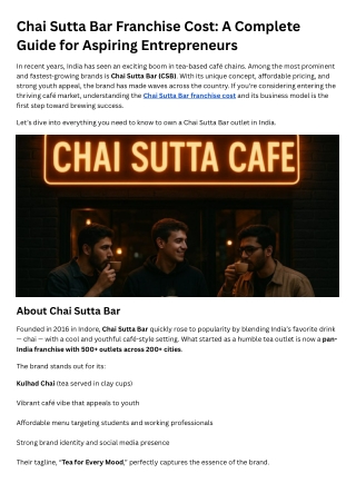 Chai Sutta Bar Franchise