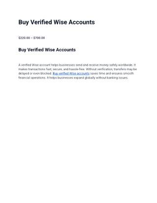 Buy Verified Wise Accounts