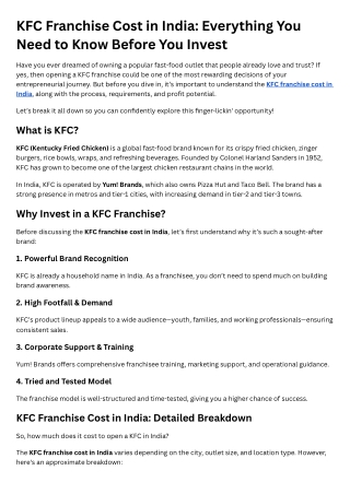 kfc franchise cost in india everything you need