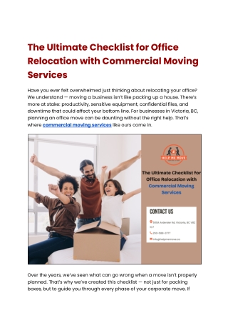 The Ultimate Checklist for Office Relocation with Commercial Moving Services