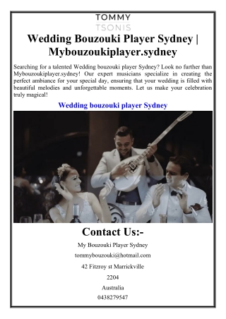 Wedding Bouzouki Player Sydney | Mybouzoukiplayer.sydney