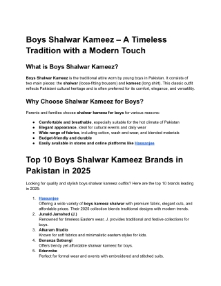 Boys Shalwar Kameez – A Timeless Tradition with a Modern Touch Hassanjee
