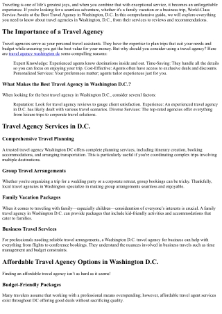World-Class Service Awaits at the Best Travel Agency in Washington, D.C.