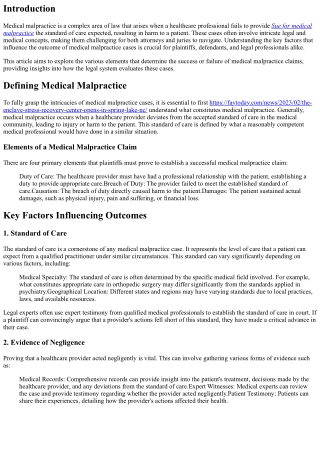 Key Factors That Determine the Outcome of Medical Malpractice Cases