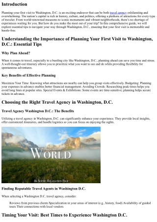 Planning Your First Visit to Washington, D.C.: Essential Tips