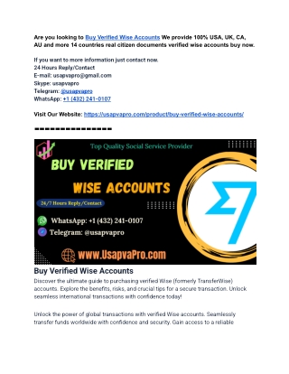 Fast & Reliable Verified Wise Accounts – Buy Now