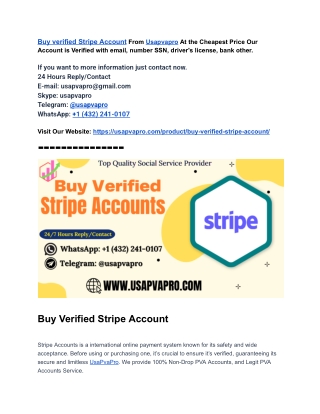 Buy Verified Stripe Accounts – Start Accepting Payments Instantly