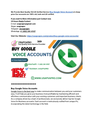 Your Trusted  Source Usapvapro for  Buying Google Voice Accounts