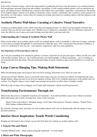 Aesthetic Photos Wall Ideas: Curating a Cohesive Visual Narrative