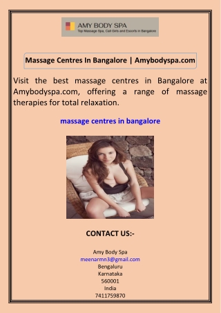 Massage Centres In Bangalore Amybodyspa.com