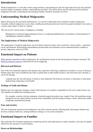 Exploring the Emotional Toll of Medical Malpractice Lawsuits