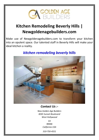 Kitchen Remodeling Beverly Hills  Newgoldenagebuilders.com