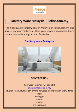 Sanitary Ware Malaysia Felice.com.my