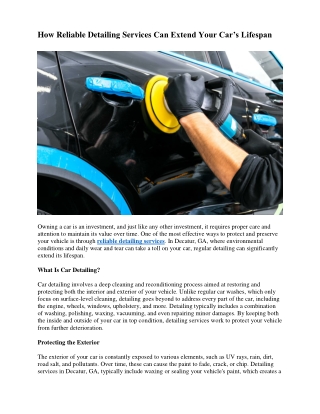 how reliable detailing services can extend your
