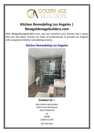Kitchen Remodeling Los Angeles  Newgoldenagebuilders.com