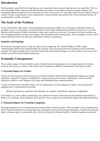 The Economic Impact of Big Rig Crashes: Truck Accident Cases