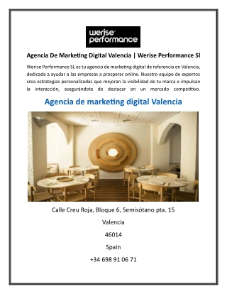 Agencia De Marketing Digital Valencia  Werise Performance Sl