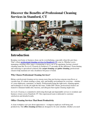 Discover the Benefits of Professional Cleaning Services in Stamford, CT
