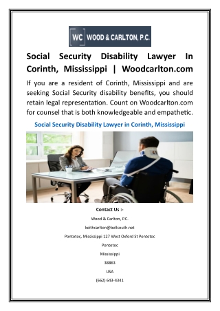Social Security Disability Lawyer In Corinth, Mississippi  Woodcarlton.com