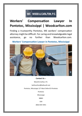 Workers' Compensation Lawyer In Pontotoc, Mississippi  Woodcarlton.com