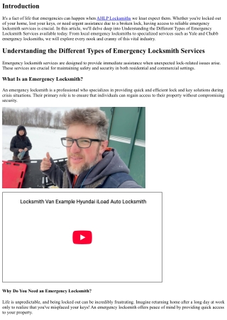 Understanding the Different Types of Emergency Locksmith Services