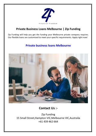 Private Business Loans Melbourne  Zip Funding
