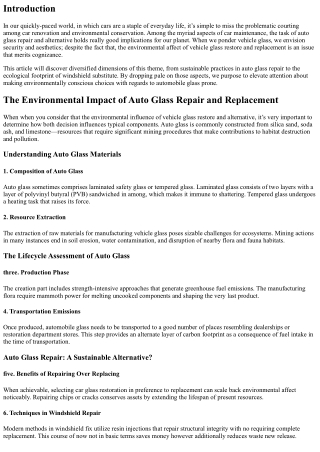 The Environmental Impact of Auto Glass Repair and Replacement
