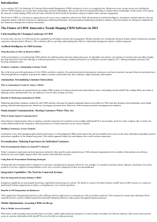 The Future of CRM: Innovative Trends Shaping CRM Software in 2023