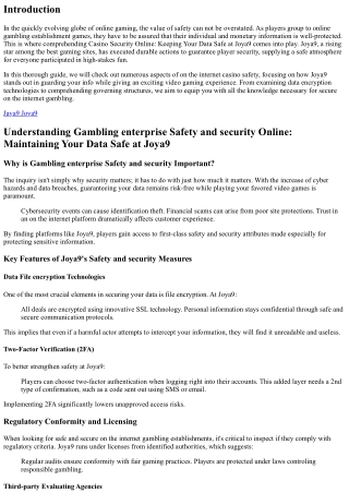 Gambling Establishment Safety Online: Maintaining Your Information Safe at Joya9