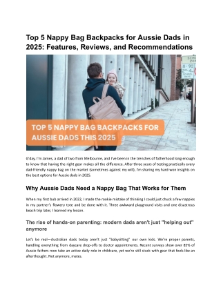 Top 5 Nappy Bag Backpacks for Aussie Dads in 2025