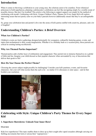 Celebrating with Style: Unique Children’s Party Themes for Every Super Kid