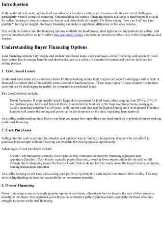 Land Buyer Financing Options: What Sellers Should Know