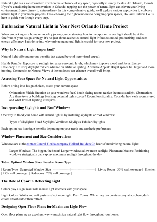 Embracing Natural Light in Your Next Orlando Home Project