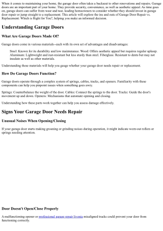 Garage Door Repair vs. Replacement: Which is Right for You?