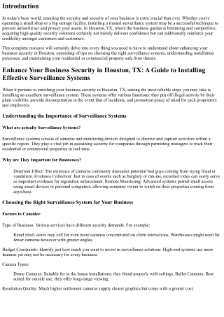 Enrich Your Business Security in Houston, TX: A Quick Guide to Installing Effect