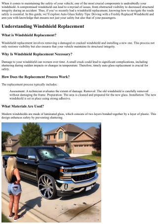 Auto Glass Safety Tips: Driving with a Freshly Replaced Windshield