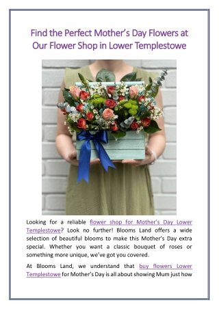 Find the Perfect Mother’s Day Flowers at Our Flower Shop in Lower Templestowe